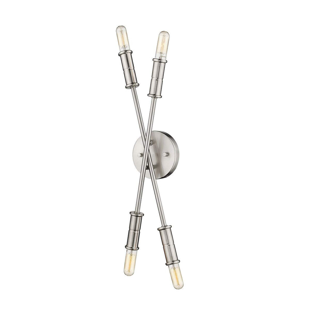 Small Satin Nickel Bulb Vanity Or Sconce Mirror Light Silver Mid-Century - Diamond Home USA