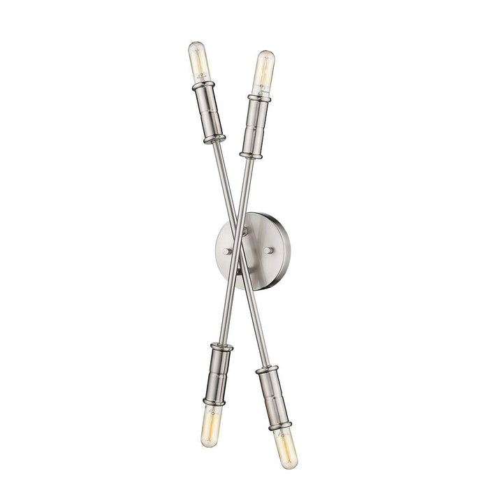 Small Satin Nickel Bulb Vanity Or Sconce Mirror Light Silver Mid-Century - Diamond Home USA