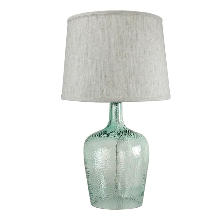 19" h Artisanal Hand-Blown Aqua Green Sea Glass Coastal Style Table Lamp with