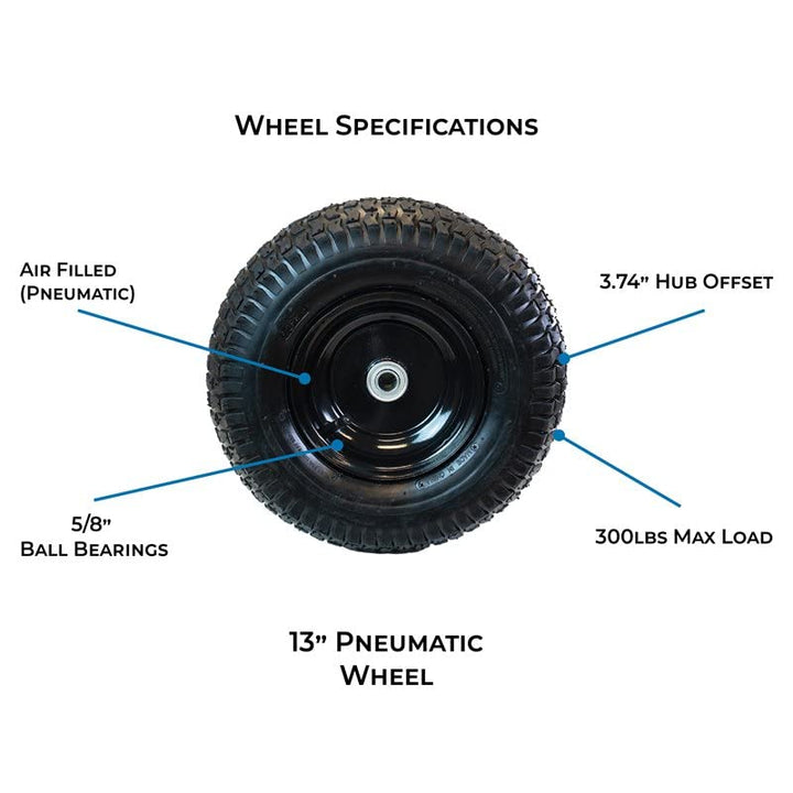 RealWork 2PK 13" Pneumatic Replacement Wheel for Garden Equipment in Black - Diamond Home USA