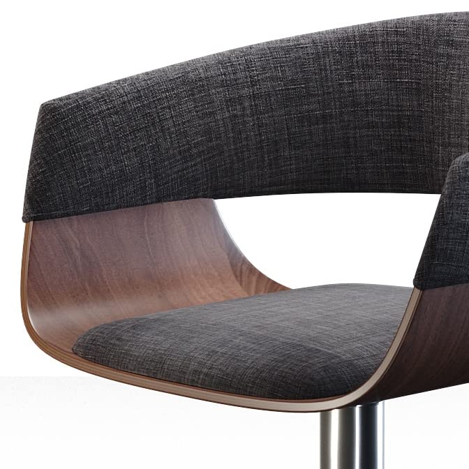 Mid Century Modern Adjustable Swivel Bar Stool in Charcoal Grey Linen Look - Diamond Home USA