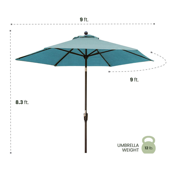 Hanover Traditions 9 Ft. Market Outdoor Umbrella with Tilt Crank Lever - Diamond Home USA