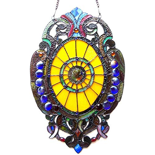 Tiffany-Style Victorian Design Oval Window Panel Multi Color Glass Includes - Diamond Home USA