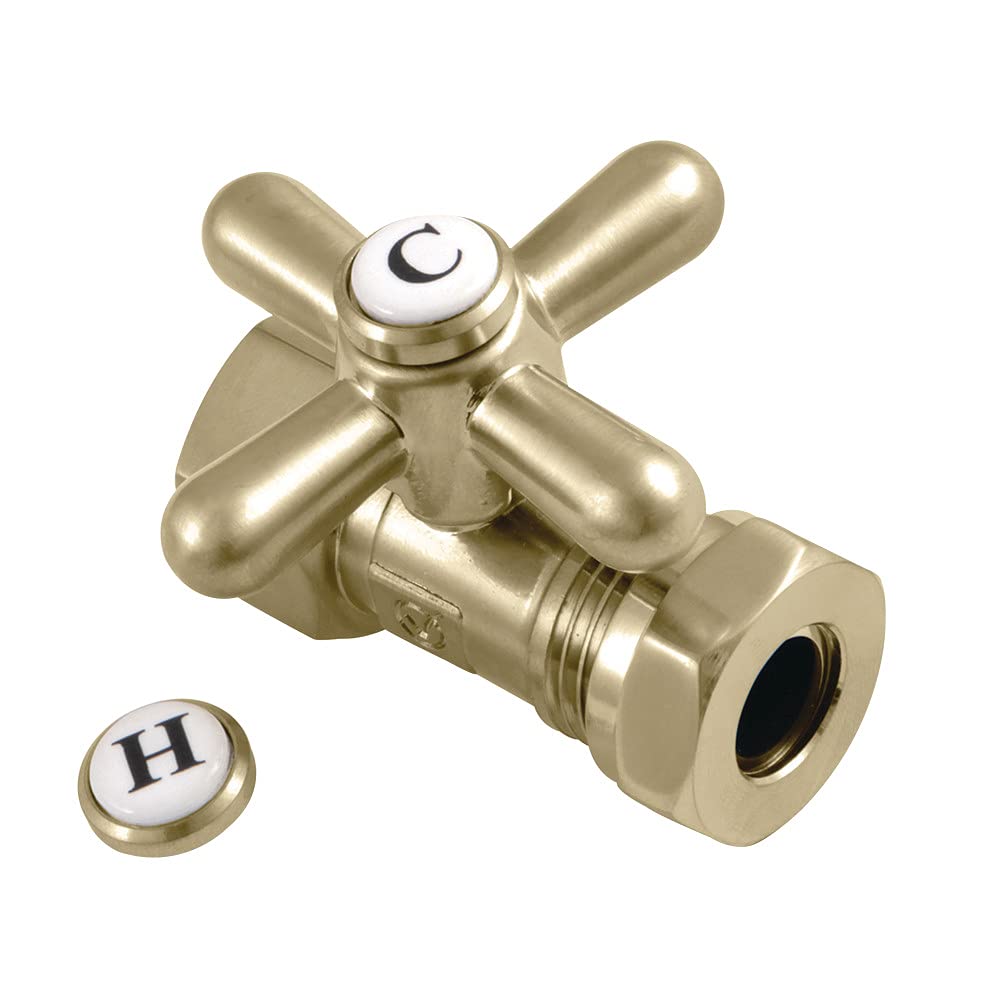 Kingston Brass CC44157X Vintage Quarter Turn Valves (1/2-Inch FIP X 1/2-Inch and Brushed Brass