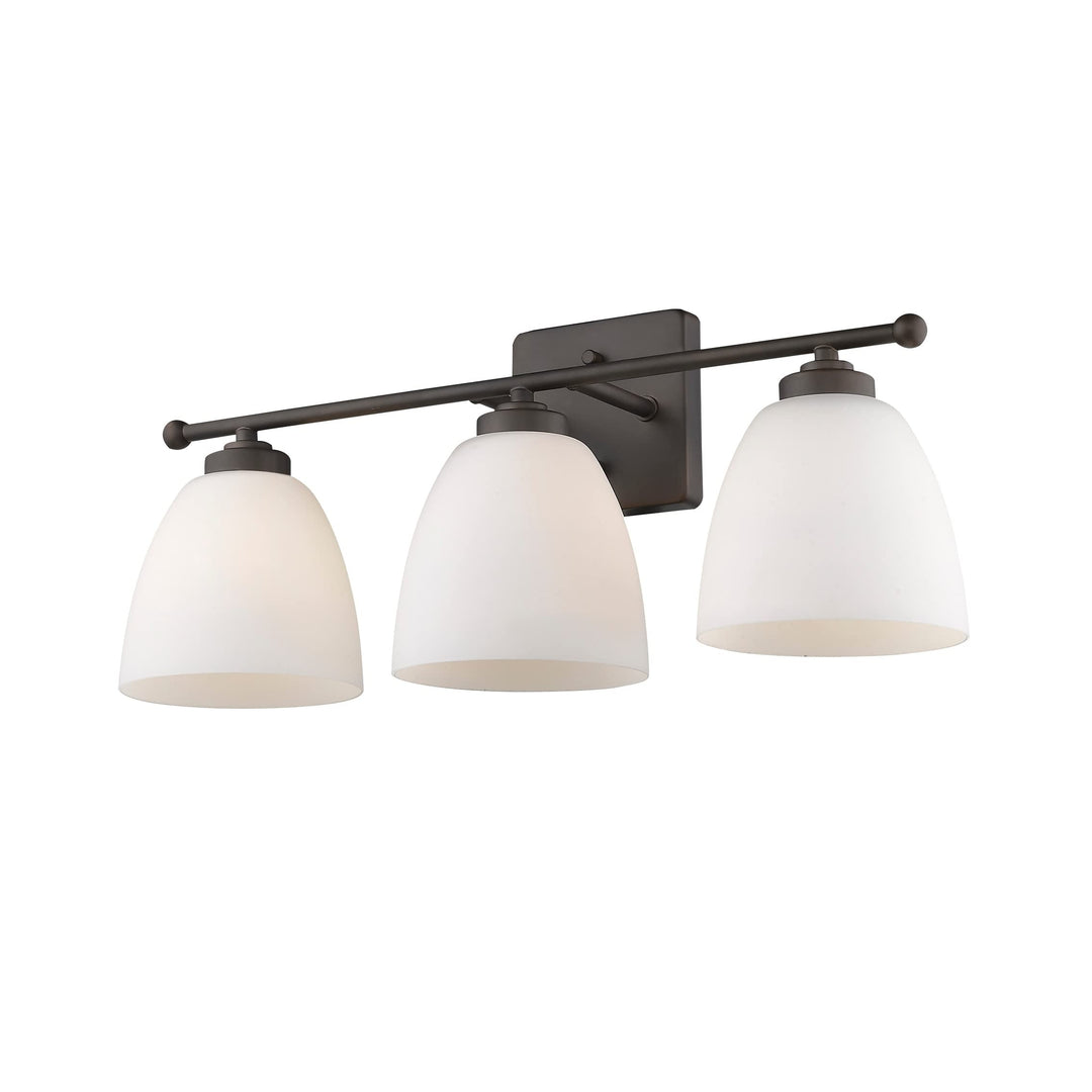 3 Light Over-mirror Vanity Lighting in Oiled Bronze Brown Rustic Metal Dimmable