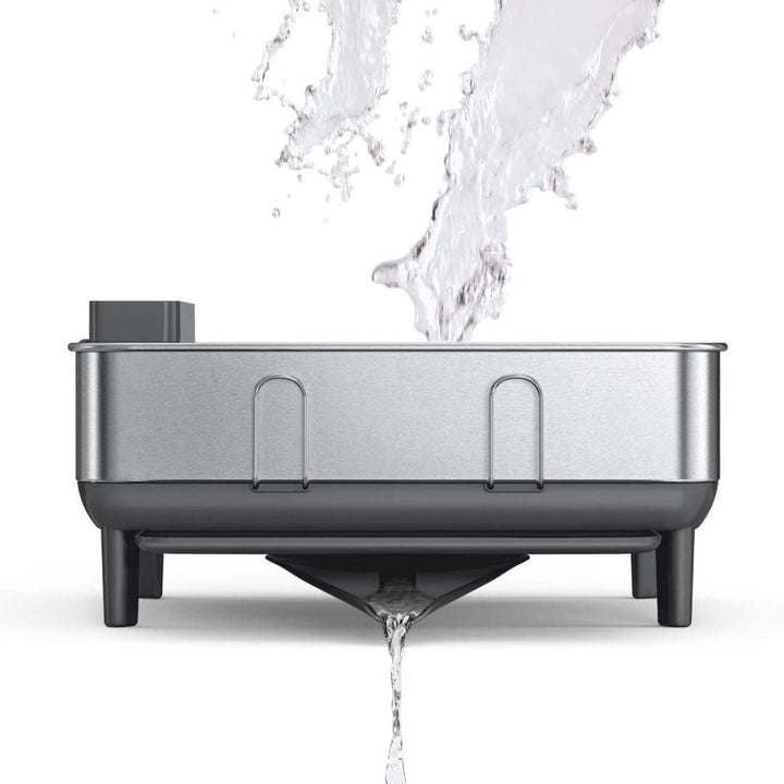 Compact Kitchen Dish Drying Rack Fingerprint-Proof Stainless Steel Frame Grey - Diamond Home USA