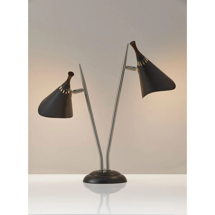 Adesso 3235-01 Draper Desk Lamp 22 in. 2 x 60W Incandescent/ 2 x 13W CFL Brushed - Diamond Home USA