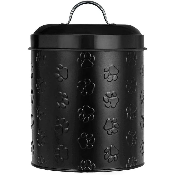 Pet Puppy Paws Food Canister Black Ceramic