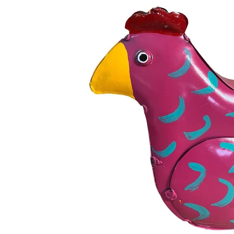 Mini Fuchsia Hen Pink Rustic Metal Finish Handmade - Diamond Home USA