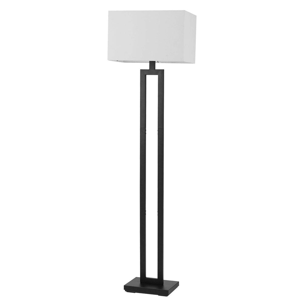58" Matte Black Floor Lamp with White Linen Shade Modern Contemporary - Diamond Home USA