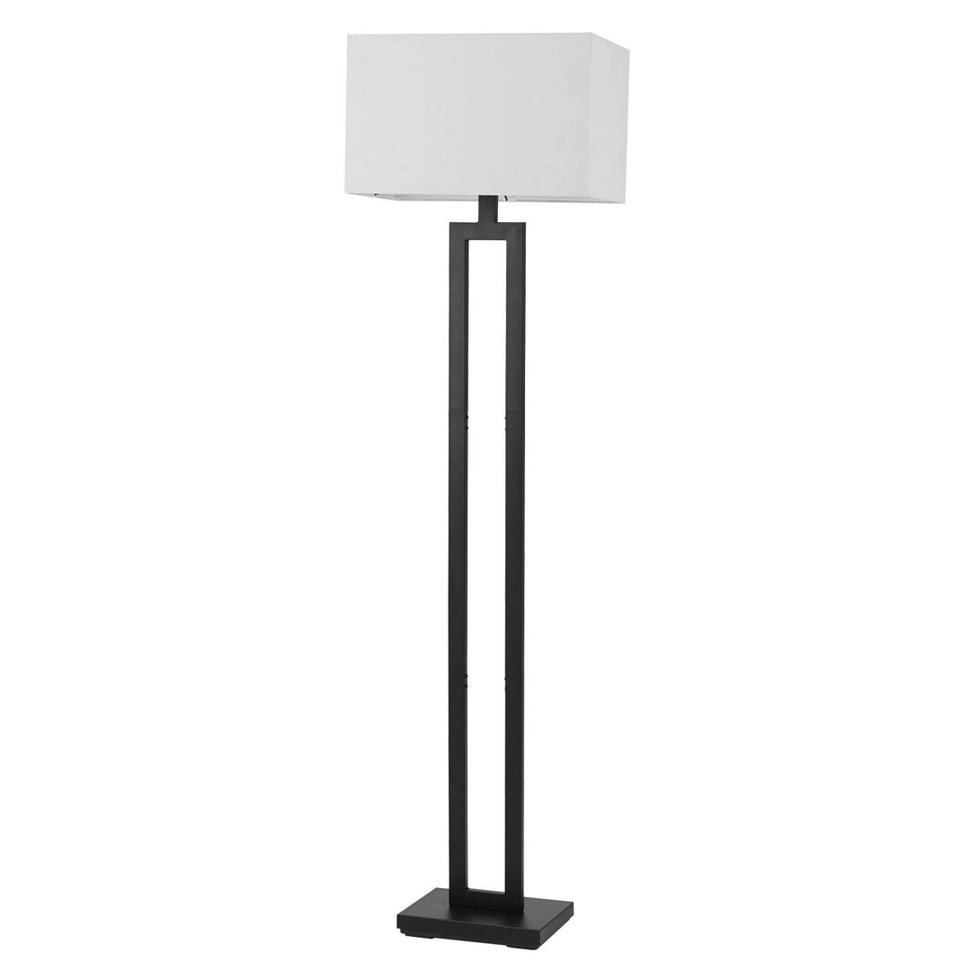 58" Matte Black Floor Lamp with White Linen Shade Modern Contemporary - Diamond Home USA