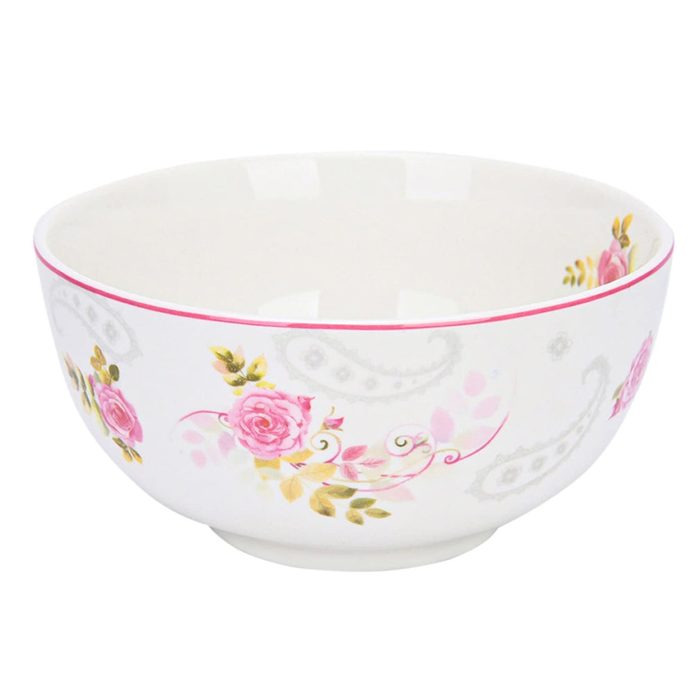Rose Garden All Purpose Soup/cereal Set Of 6 5.5" Pink Floral Country Round Bone - Diamond Home USA