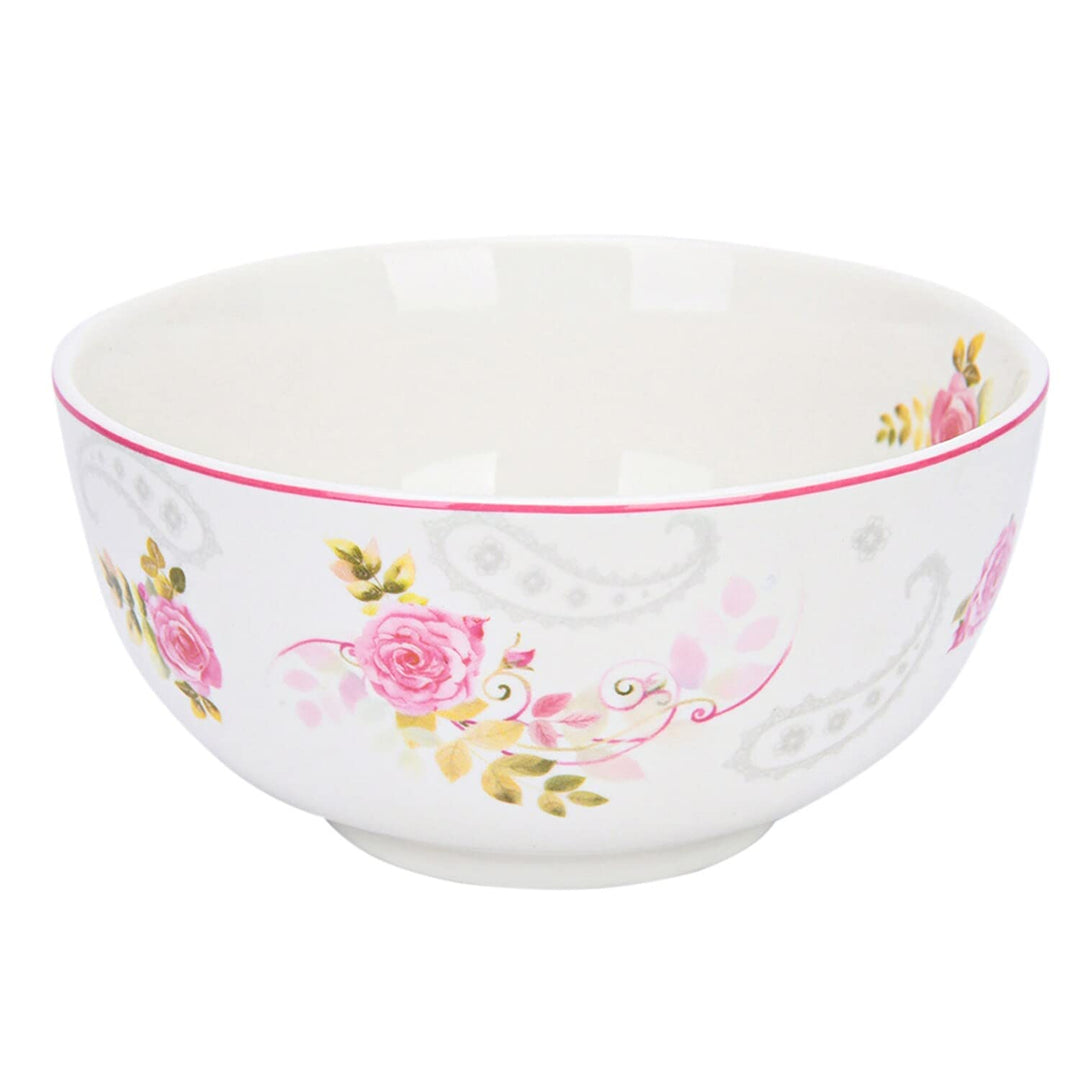 Rose Garden All Purpose Soup/cereal Set Of 6 5.5" Pink Floral Country Round Bone - Diamond Home USA