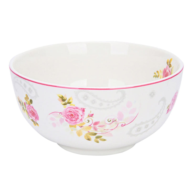 Rose Garden All Purpose Soup/cereal Set Of 6 5.5" Pink Floral Country Round Bone - Diamond Home USA