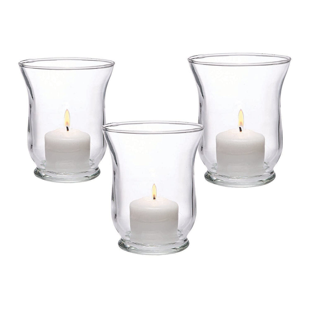 Small Clear Hurricane Candle Holders Home 12 Pieces Glass - Diamond Home USA