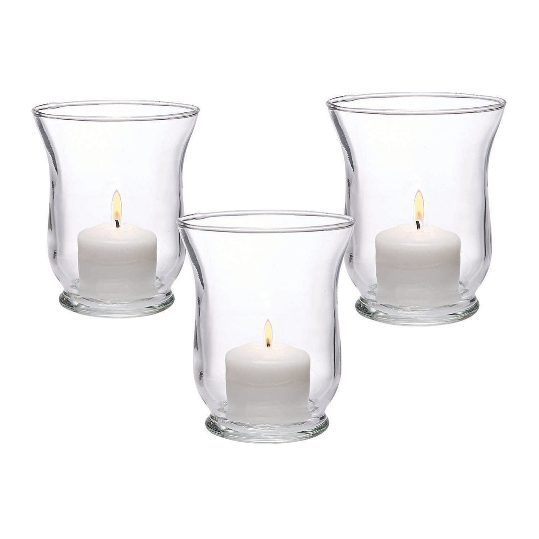 Small Clear Hurricane Candle Holders Home 12 Pieces Glass - Diamond Home USA
