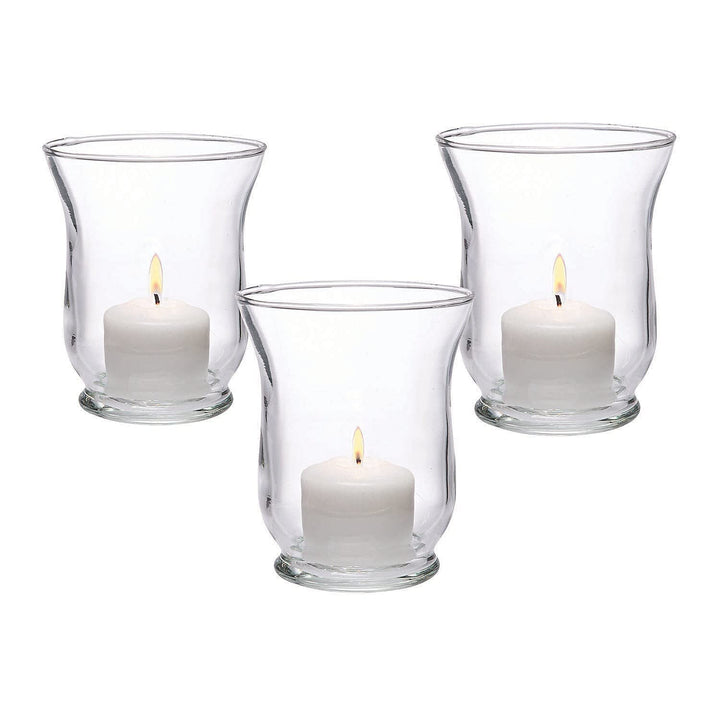 Small Clear Hurricane Candle Holders Home 12 Pieces Glass - Diamond Home USA