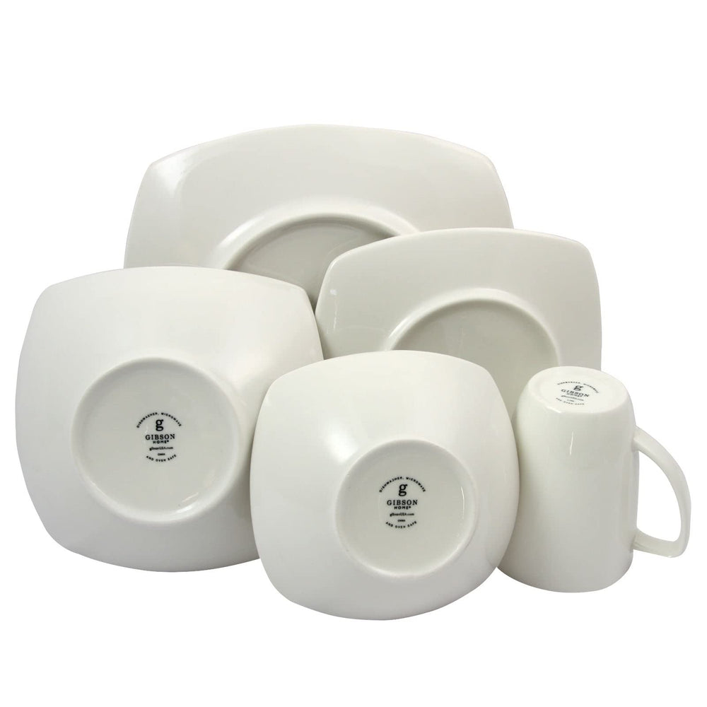 Buffetware 30 Pc Dinnerware Set White Solid Modern Contemporary Round Square - Diamond Home USA