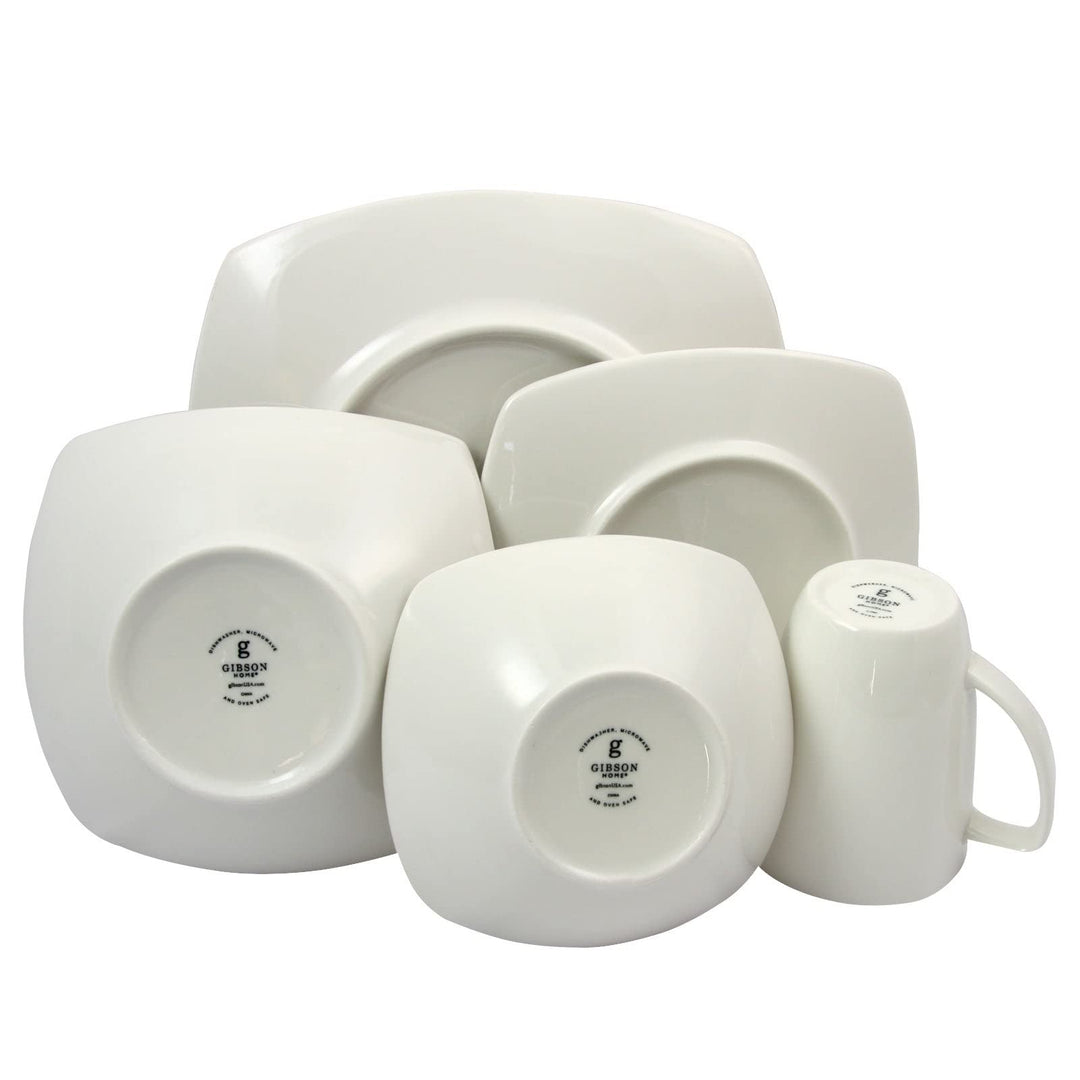 Buffetware 30 Pc Dinnerware Set White Solid Modern Contemporary Round Square - Diamond Home USA