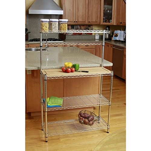 Trinity TBFZ-1501OS EcoStorage Bamboo Baker's Rack Chrome Finish - Diamond Home USA