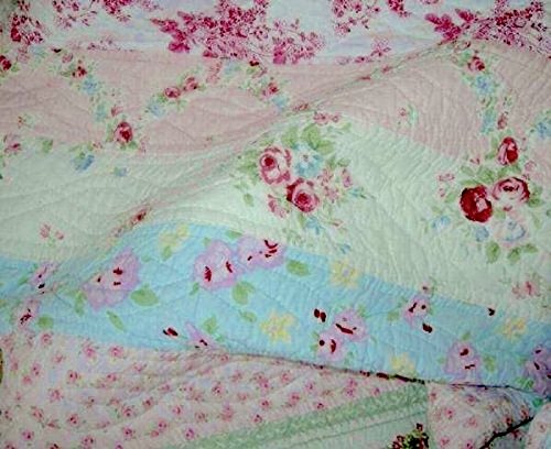2 Piece Quilt & Sham Set Shabby Patchwork Vintage Chic