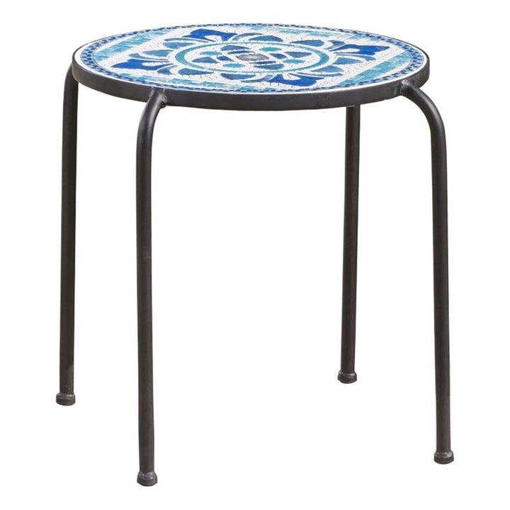 Noble House Skye Outdoor Ceramic Tile Side Table