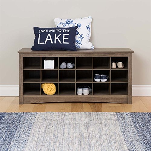 Atlin Designs 18 Cubby Shoe Storage Bench in Drifted Gray - Diamond Home USA