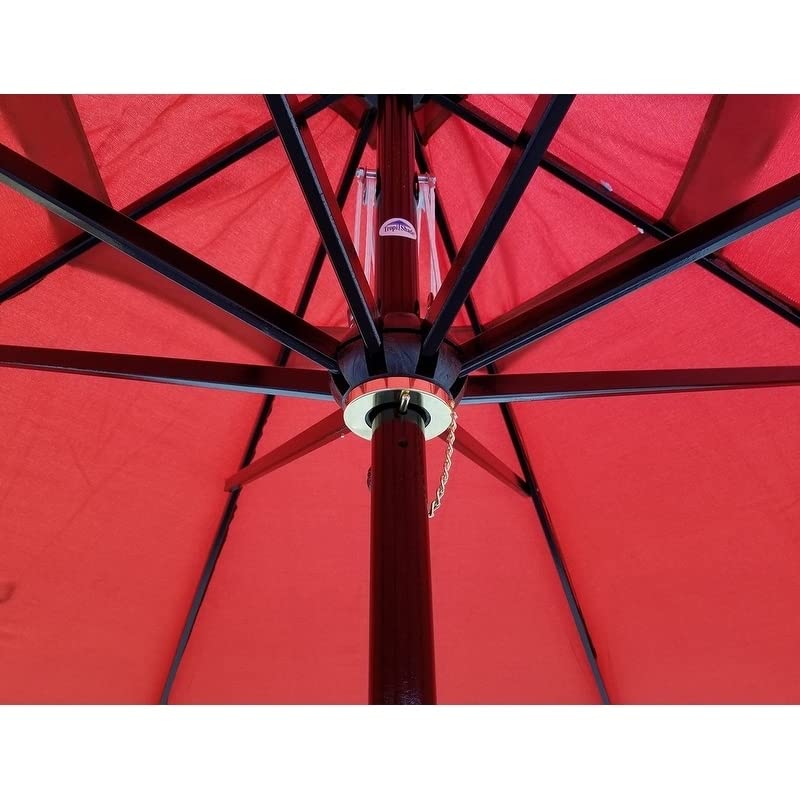 Tropishade 11 ft. Dark Wood Market Umbrella with Brick Red Olefin Cover - Diamond Home USA
