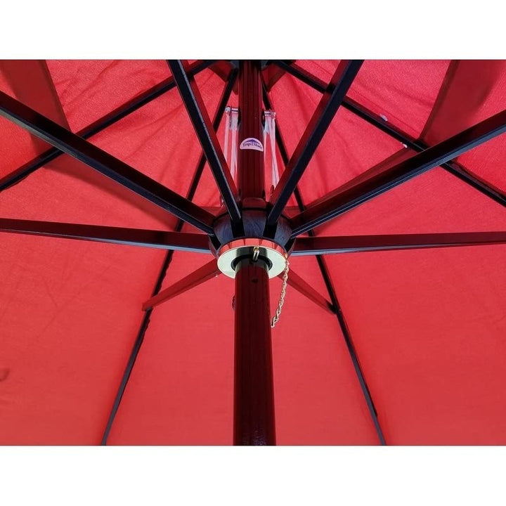 Tropishade 11 ft. Dark Wood Market Umbrella with Brick Red Olefin Cover - Diamond Home USA