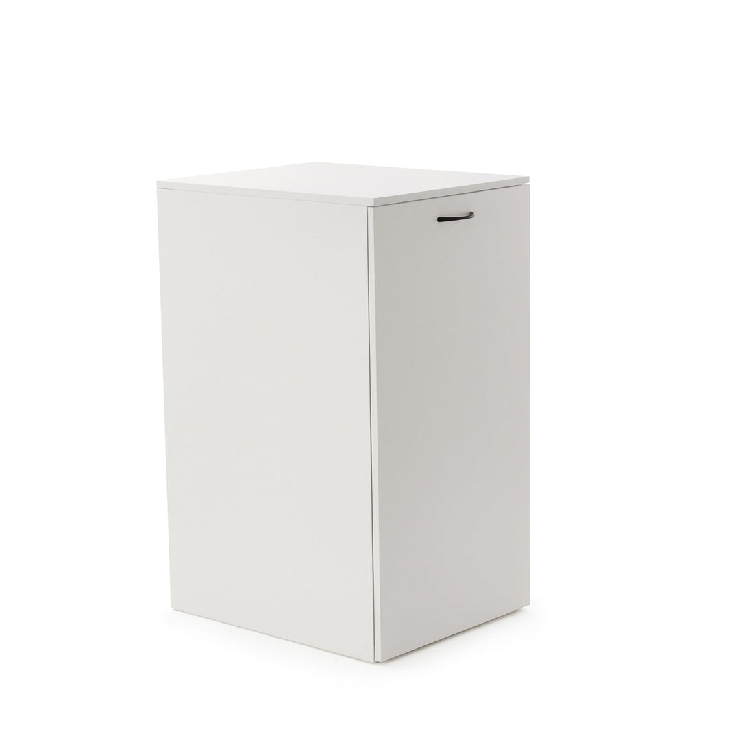 Hidden Laundry Cabinet White Wood Rolling