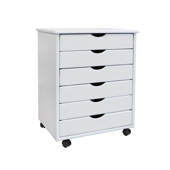 Adeptus Original Roll Cart Solid Wood 6 Drawer Extra Wide Drawers Roll Carts - Diamond Home USA