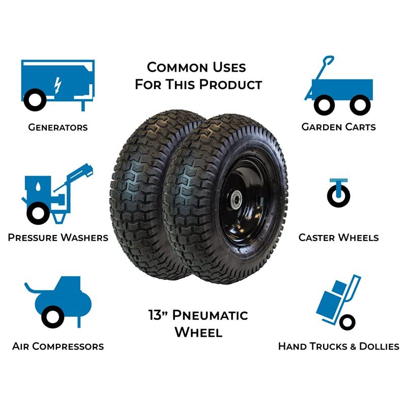 RealWork 2PK 13" Pneumatic Replacement Wheel for Garden Equipment in Black - Diamond Home USA