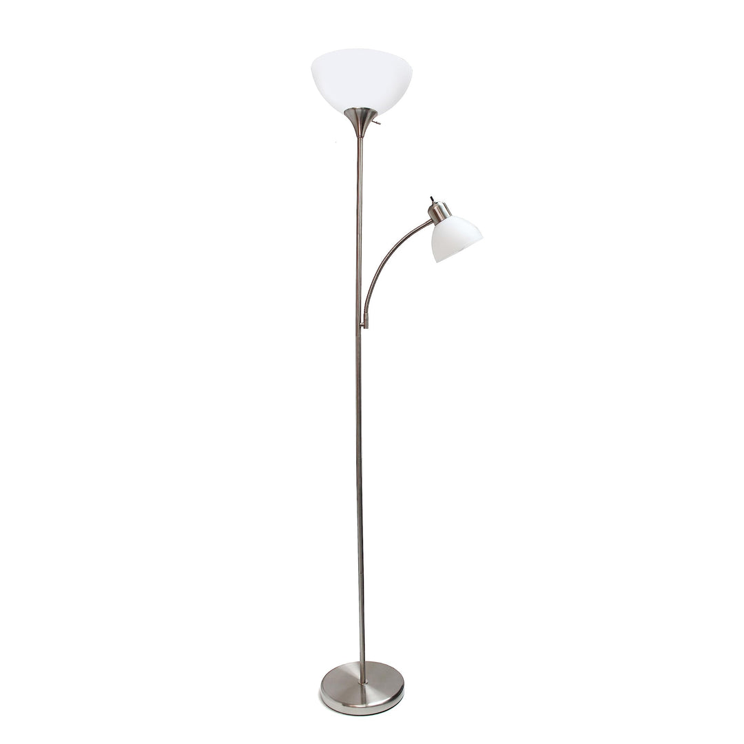 71.5" 2 Light Metal Floor Lamp with and Reading Shades Silver Traditional Nickel
