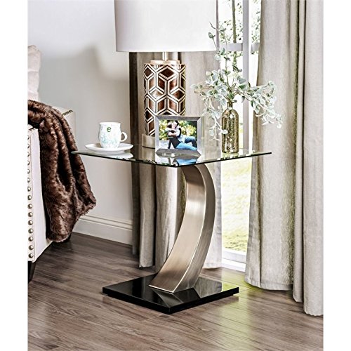 BOWERY HILL End Table Coffee Accent Table Square Transitional Indoor in Glass