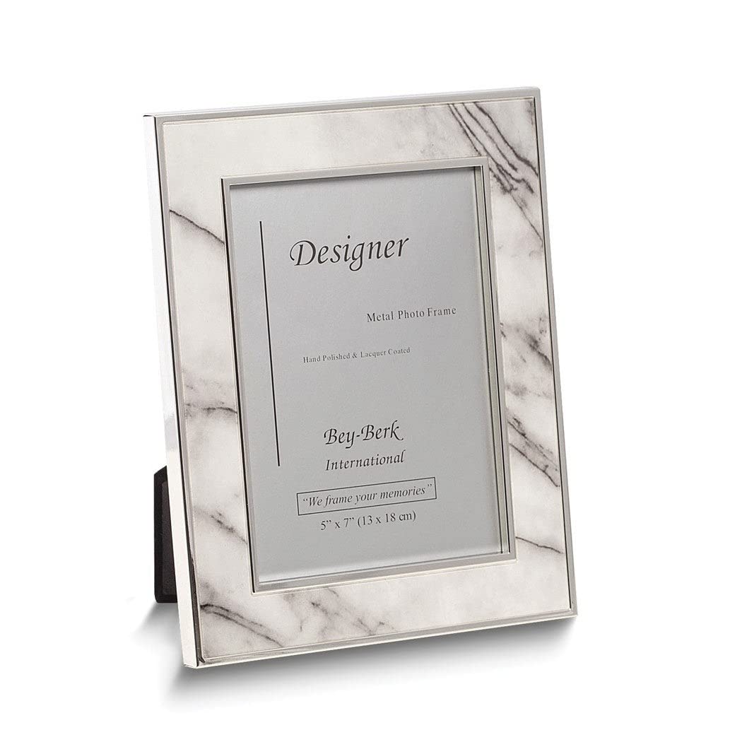 Marble Design 5x7 Picture Frame With Easel Back Silver Modern Contemporary