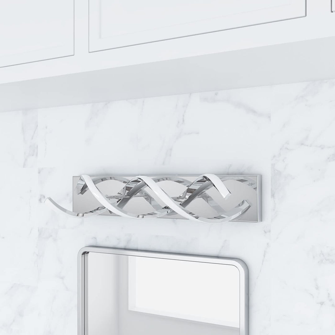 Modern 2-light Wavy Linear Led Bathroom Vanity Lighting Fixture Silver - Diamond Home USA