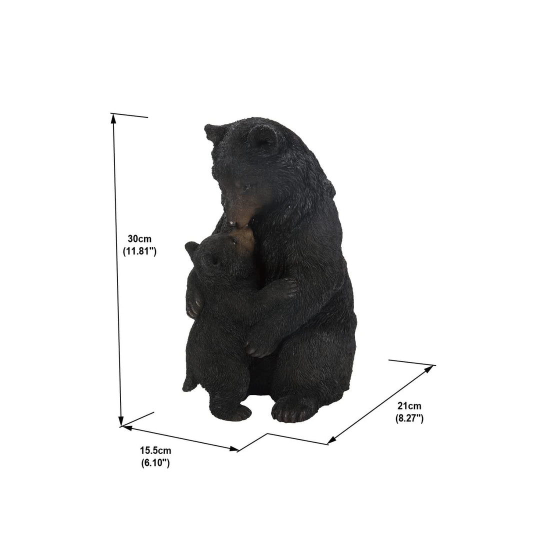 Cuddling Mother and Baby Bear Garden Statue Black Polyresin - Diamond Home USA
