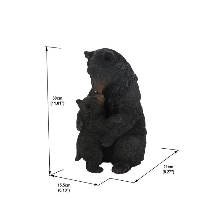 Cuddling Mother and Baby Bear Garden Statue Black Polyresin - Diamond Home USA