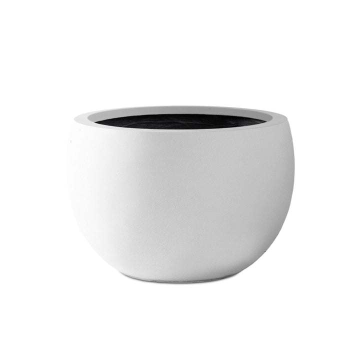 20" D Round Solid White Concrete Planter Pot Outdoor with Drainage Hole Modern - Diamond Home USA