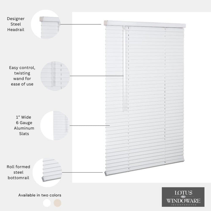 1" Cordless Aluminum Blind - White