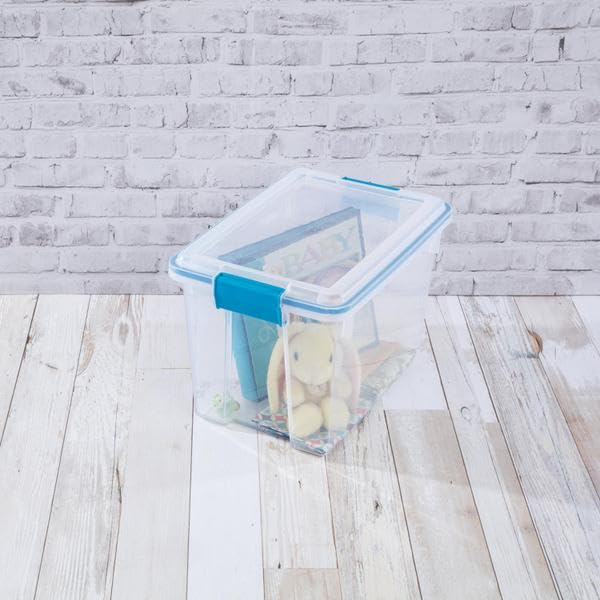 Sterilite 20 Qt Gasket Box Stackable Storage Bin with Latching Lid and Tight - Diamond Home USA