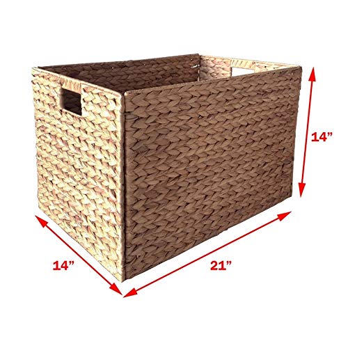 Large Wicker Seagrass Baskets Hampers Set Of 2 Cut Out Handles 21"w X 14.5" 14"h - Diamond Home USA