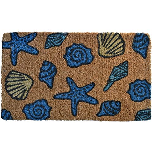 1 Piece 18x30 Blue Sea Shell ormat Rectangle Shells Starfish Design Welcome