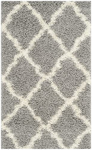SAFAVIEH Dallas Shag Collection Accent Rug - 4' x 6' Grey & Ivory Trellis Design - Diamond Home USA