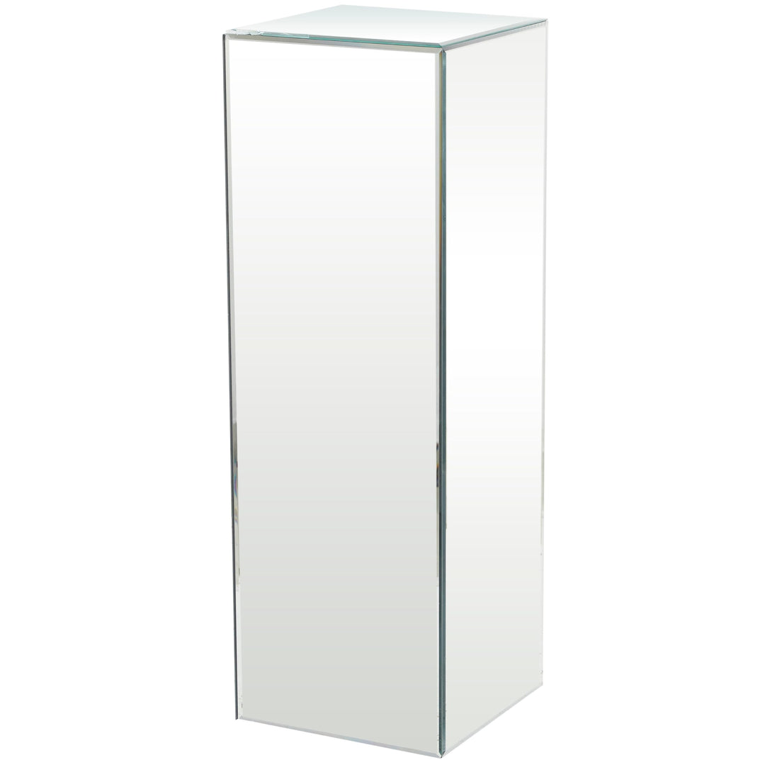 Silver Glass Mirrored Pedestal Table Glam - Diamond Home USA
