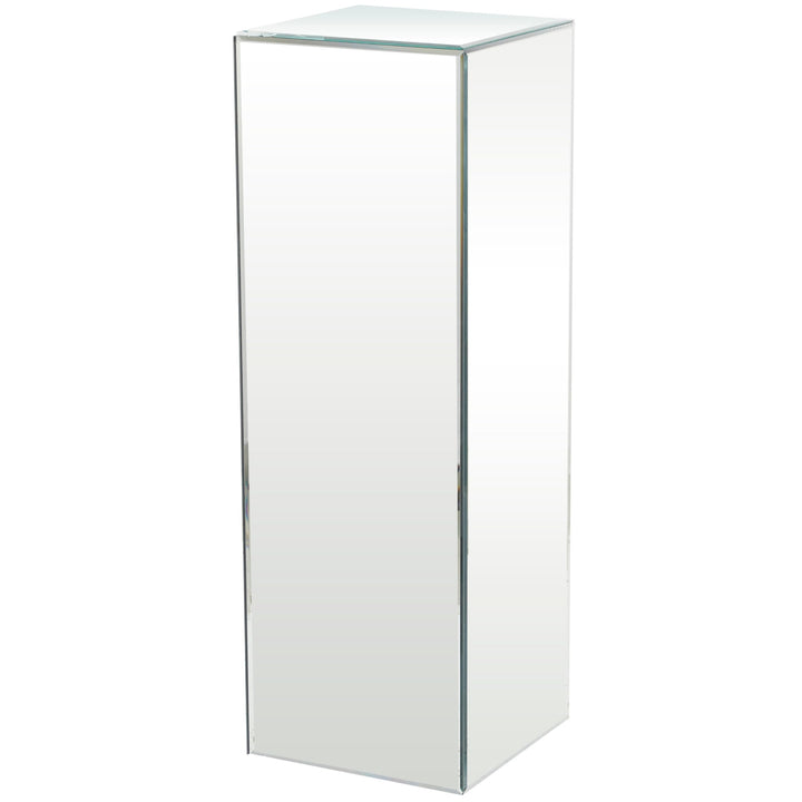 Silver Glass Mirrored Pedestal Table Glam - Diamond Home USA