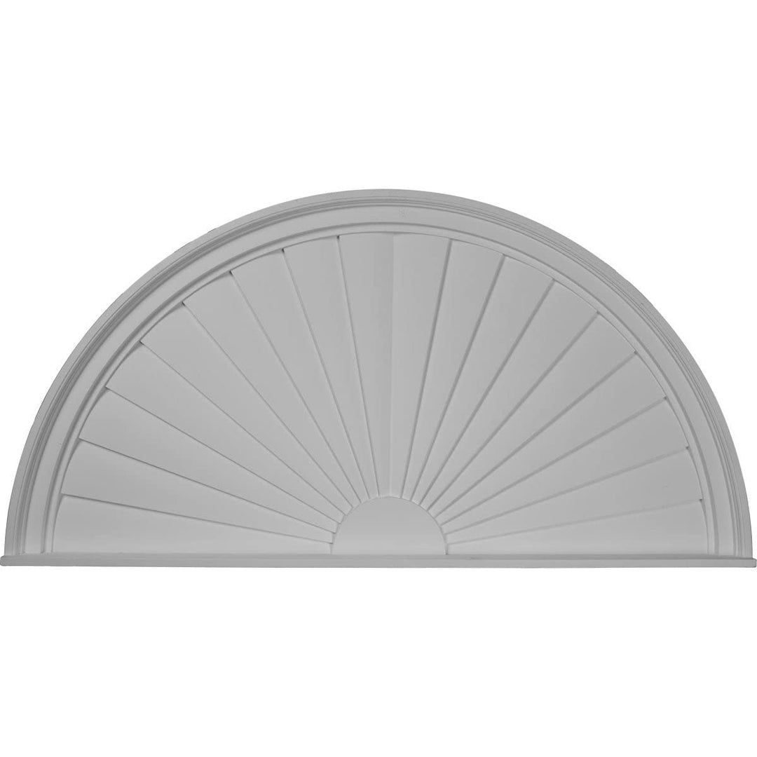 48" w X 24" h 2" p Half Round Sunburst Pediment Classic Polyurethane Primed