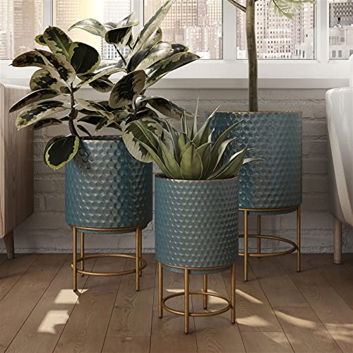 Aspire 8033 Luca Modern Planters Blue & Gold - Set of 3
