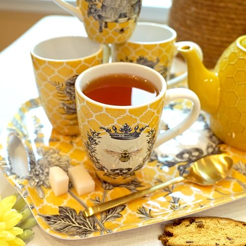 Certified International French Bees 20 oz. Mugs Set of 4 Multicolor - Diamond Home USA