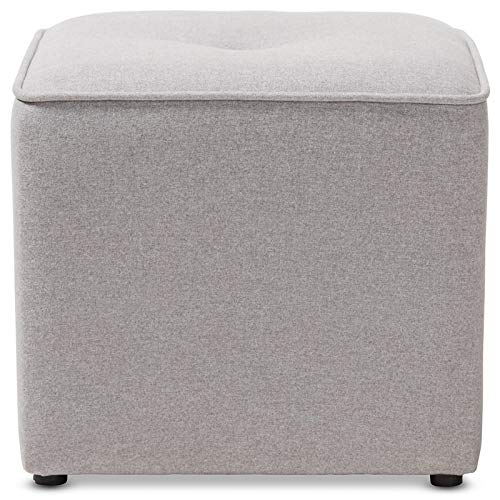 Baxton Studio Corinne 16" Square Ottoman in Light Gray - Diamond Home USA